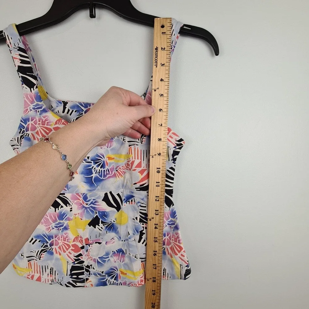 Free People Movement Tank Top Women's XS Pink Combo‎ Mystic Floral Cutout Back